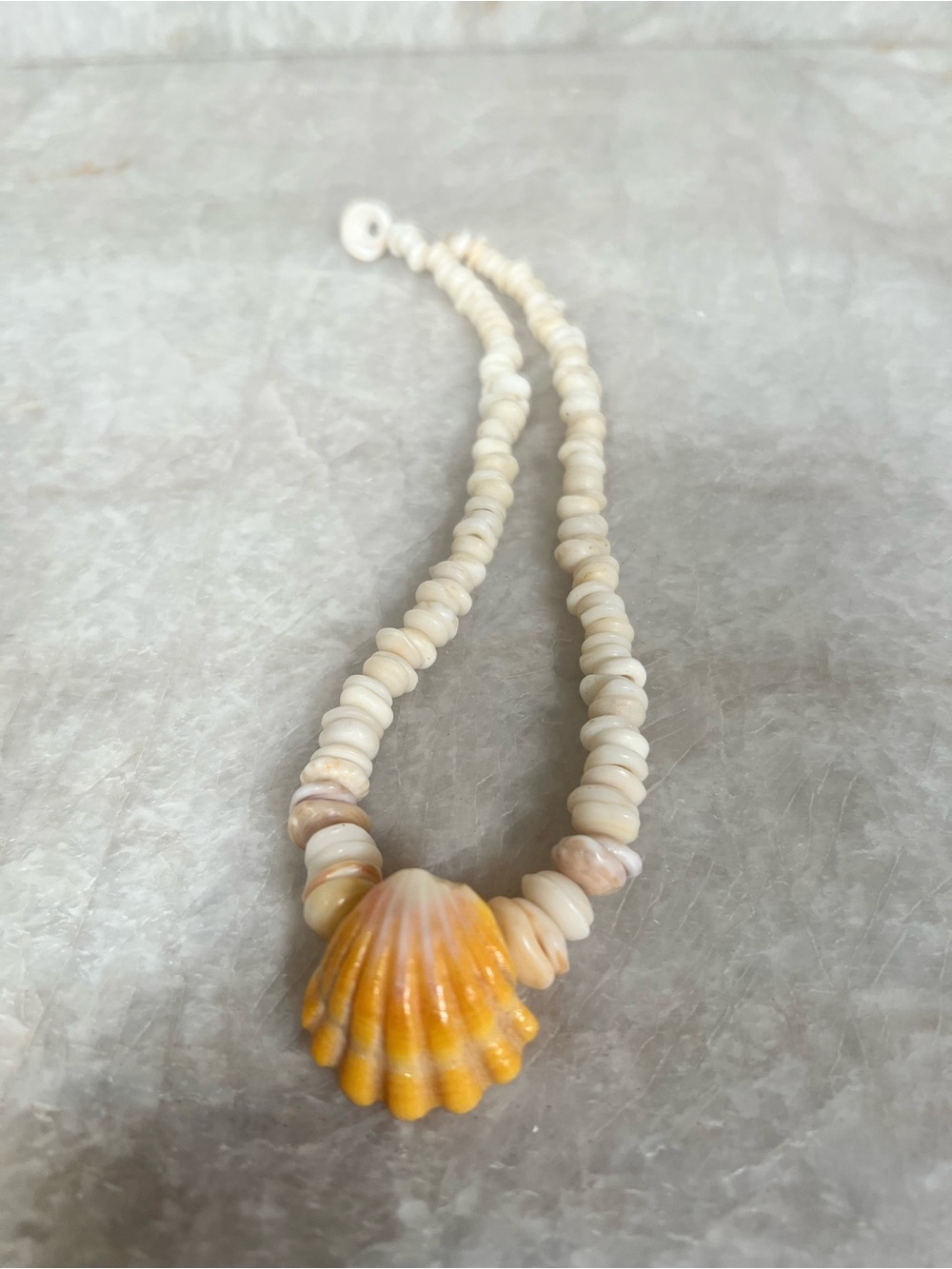Shell Bead Choker Necklace - Cream and Yellow